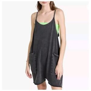 Free People Movement Hotshot Romper Charcoal Pockets FP Movement